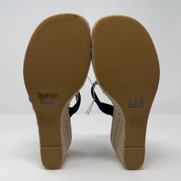Stuart Weitzman Twistie Flat Sandals Open Toe Wedge Heels Women's 7 Navy NWOB - Picture 8 of 9